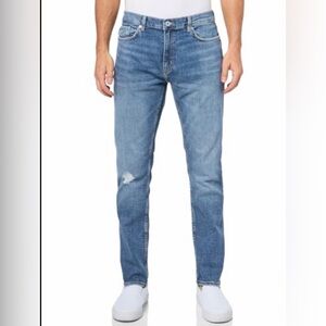 Hugo Boss Zane Men’s Skinny Jeans Distressed Light Blue Size 35W X 32L